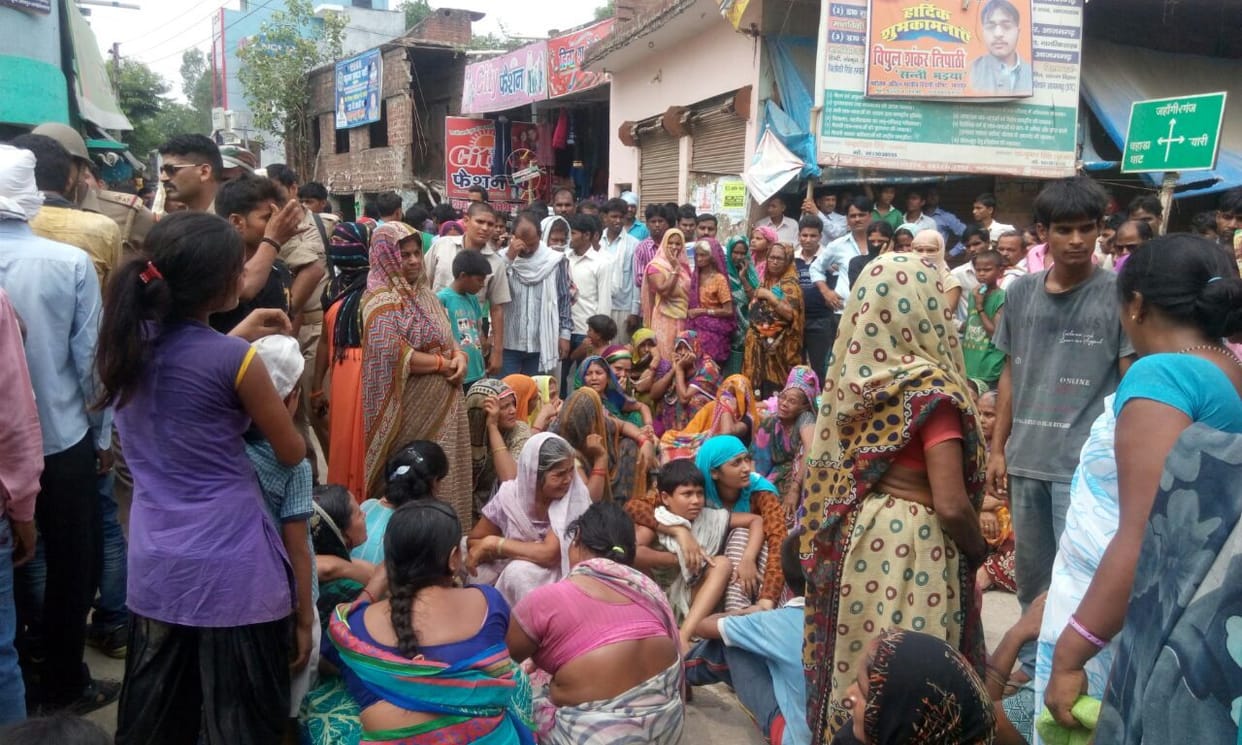 Angry villagers protested