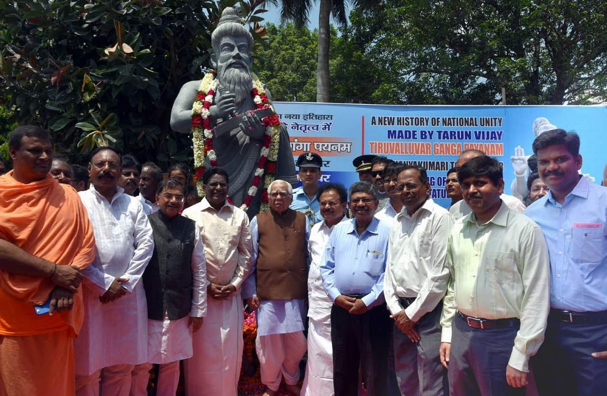 conflict on thiruvalluvar statue in haridwar.