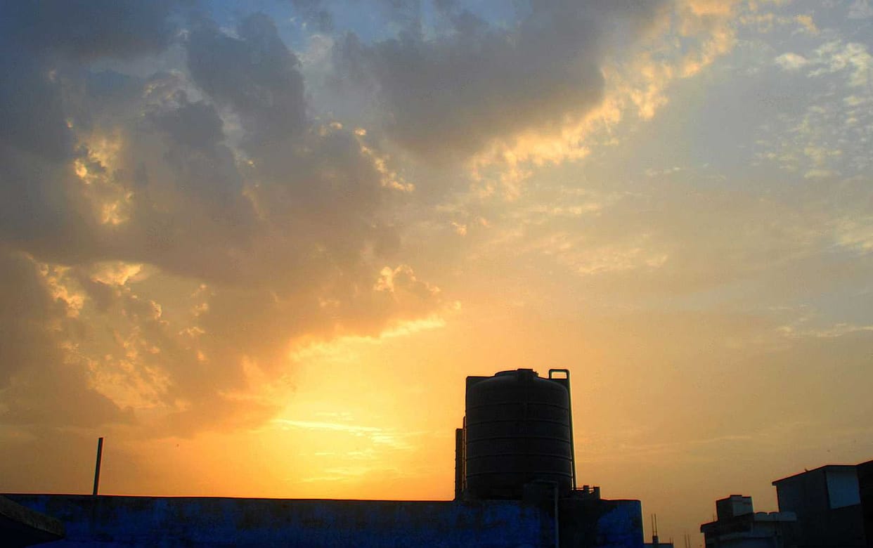 Partly cloudy with rain Clouds, sun relief