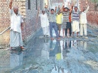 water logging, houses. publice protest, kaithal