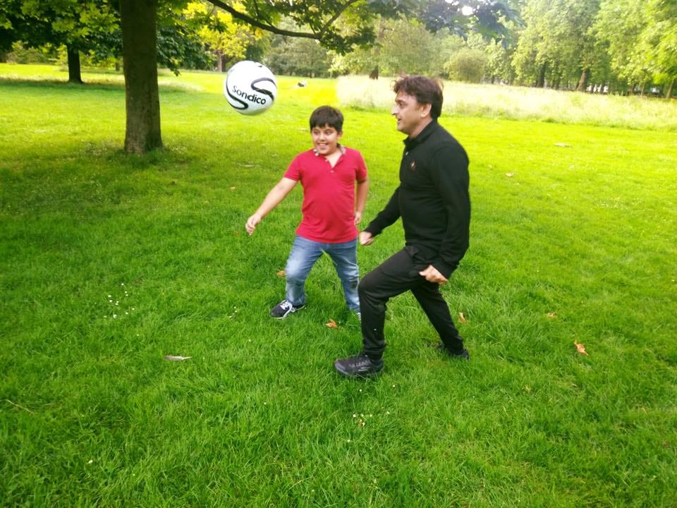  akhilesh yadav plays football with   son in london