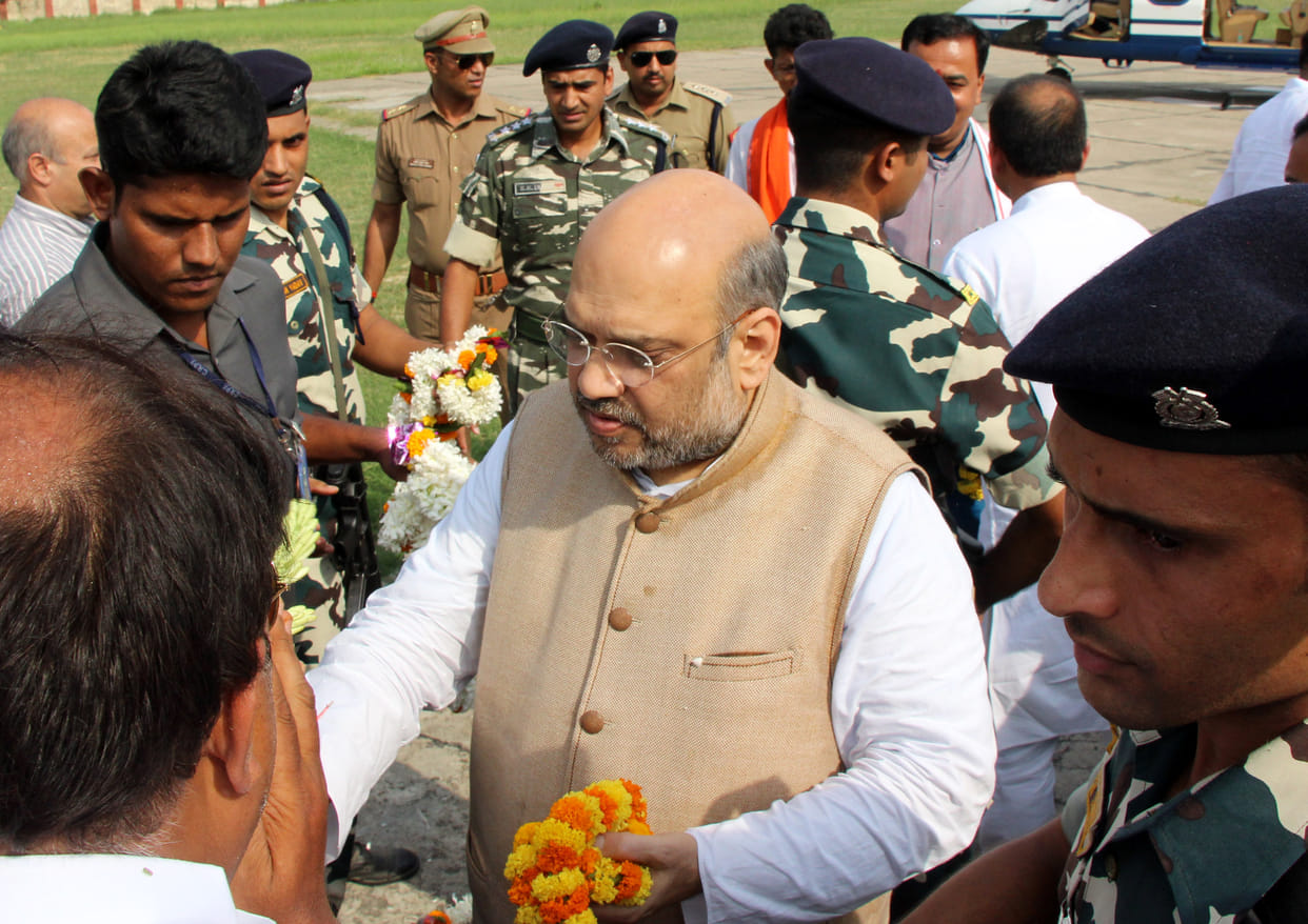 BJP president Amit Shah arrived in Varanasi