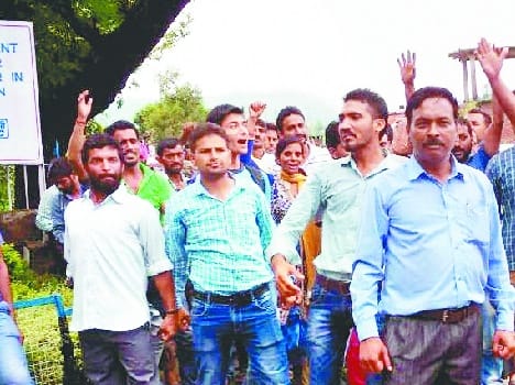 ntpc employee protest sgainst managment.