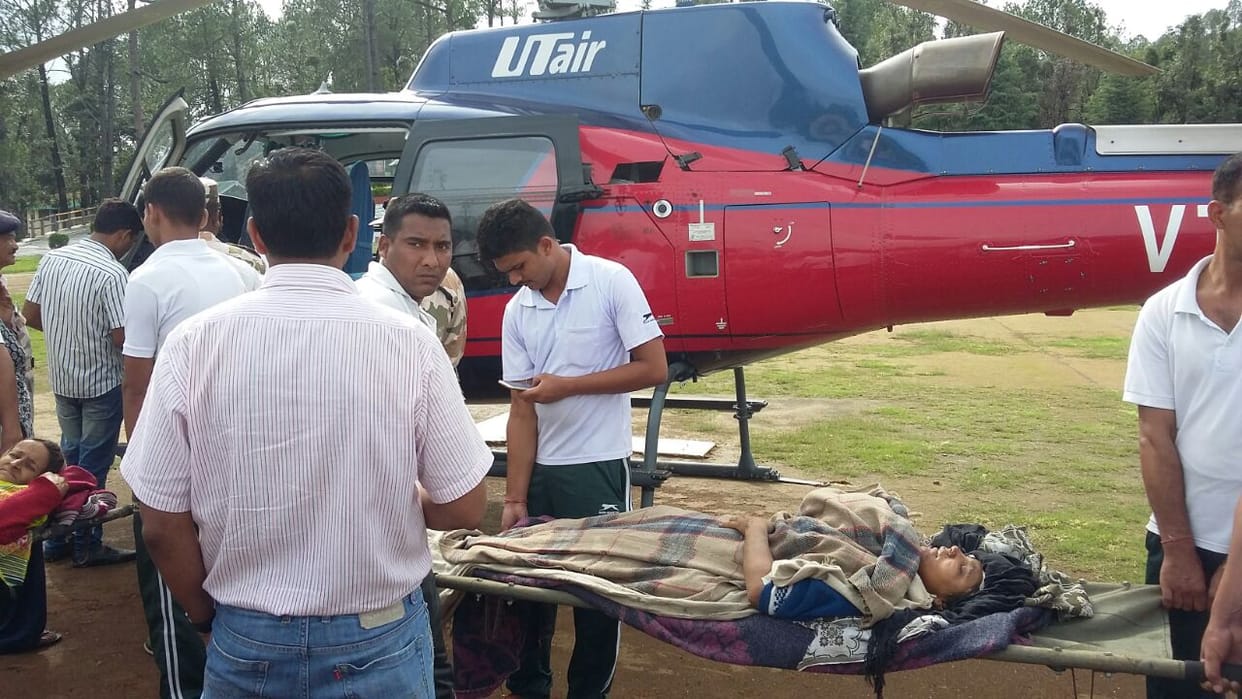 rescue by helicopter in uttarakhand.