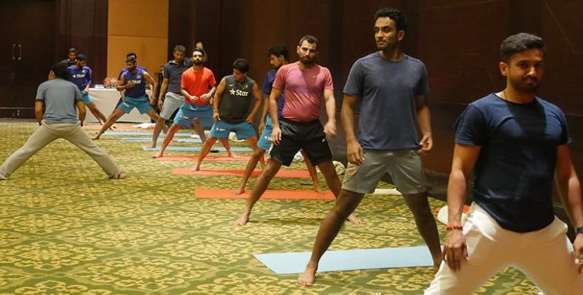 Team India took part in yoga session