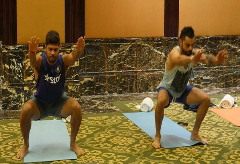 Team India took part in yoga session