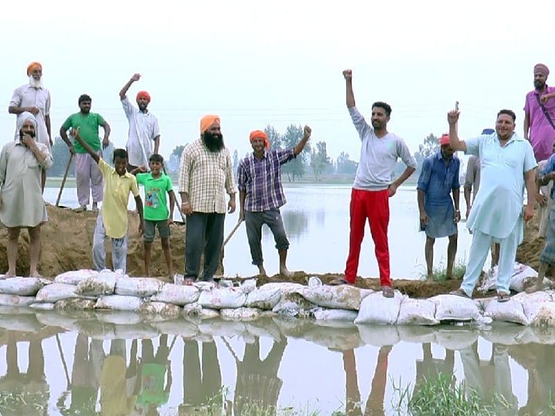 Drain, crack, crops, farmers, protesting, Sangrur
