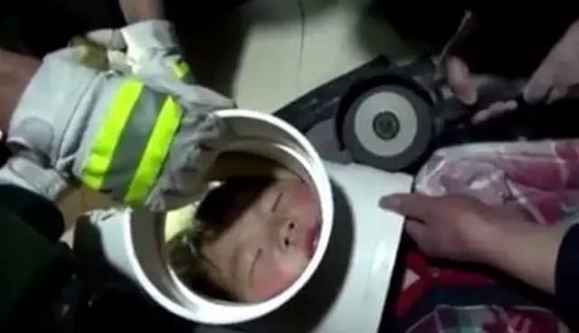 Young Boy Gets Head Stuck In Waterpipe
