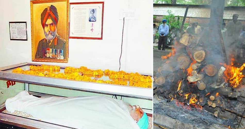 army man funeral, daljit singh randhava funeral, second world war hero funeral, hoshiarpur, punjab