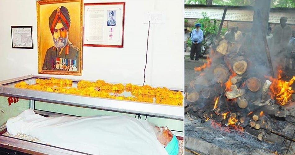 army man funeral, daljit singh randhava funeral, second world war hero funeral, hoshiarpur, punjab