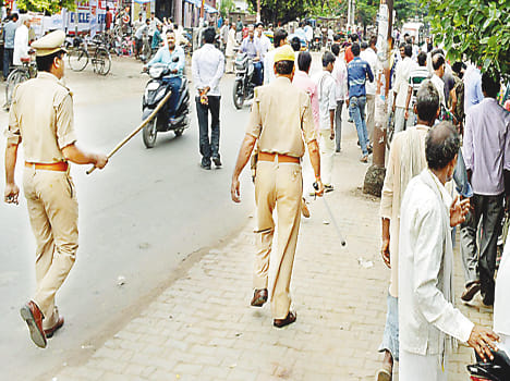 Police chased the villagers were protesting