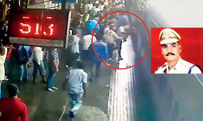 GRP Cop saved woman, baby from falling off moving train