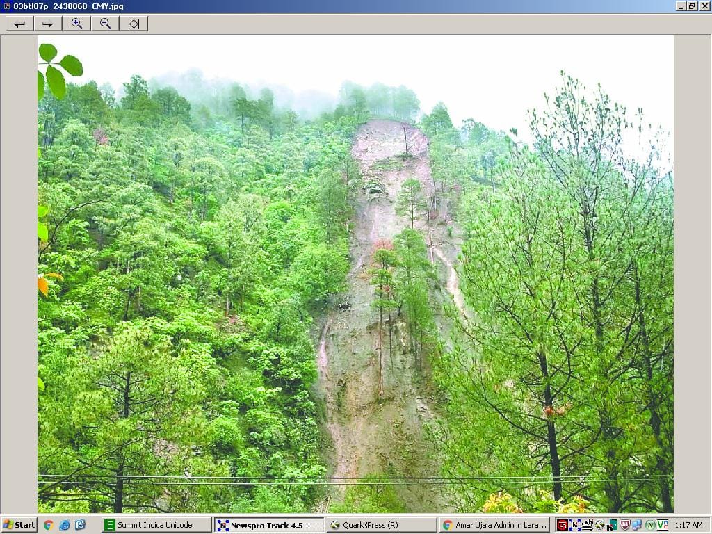 Land slide at Uhal-Kakkar, roads blocked