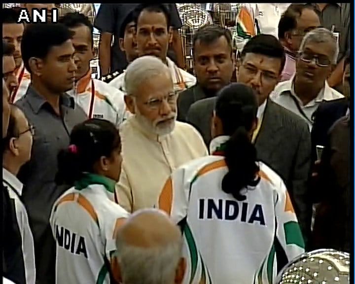 PM Modi meets the athletes who will be representing India at Rio Olympics 2016