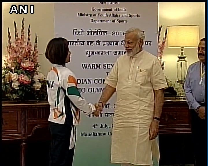 PM Modi meets the athletes who will be representing India at Rio Olympics 2016