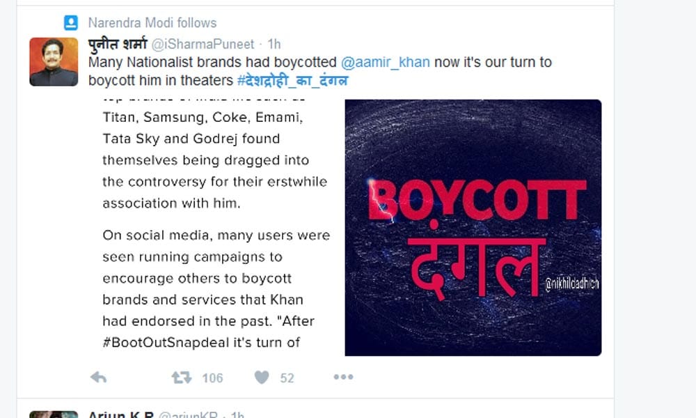 Aamir khan's dangal trend on twitter