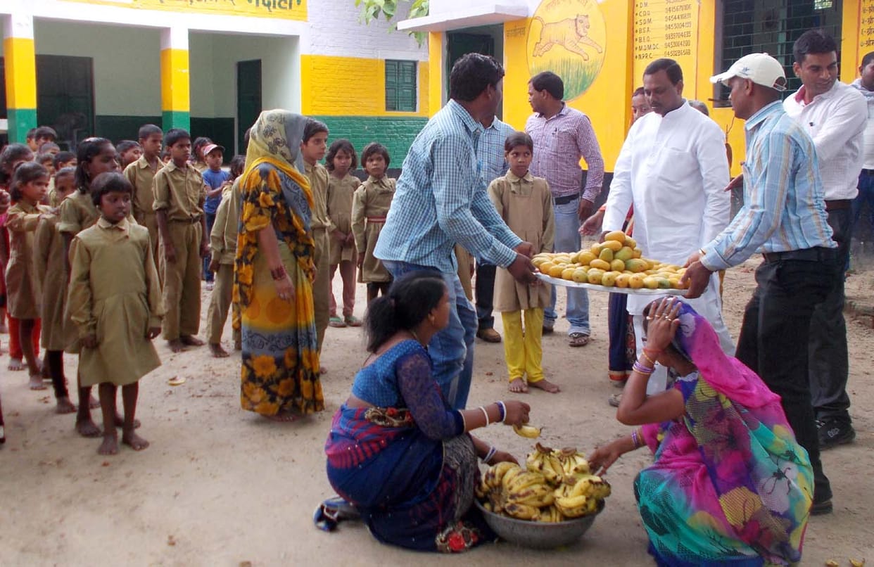 Fruits were distributed among children in schools