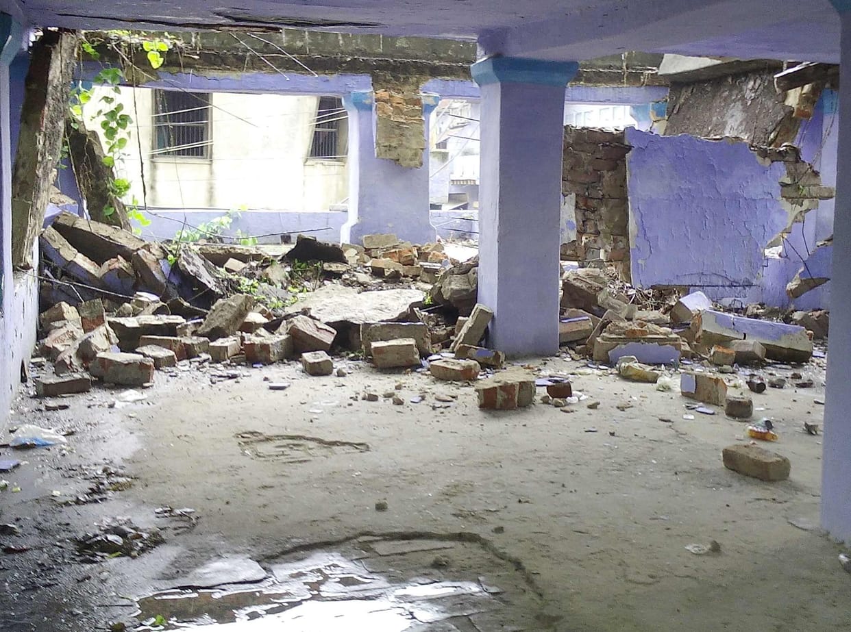 Rain collapsed the roof of the 84-year-old hospice
