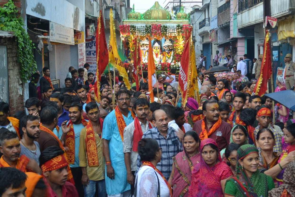 Barefoot devotees pulled the chariot