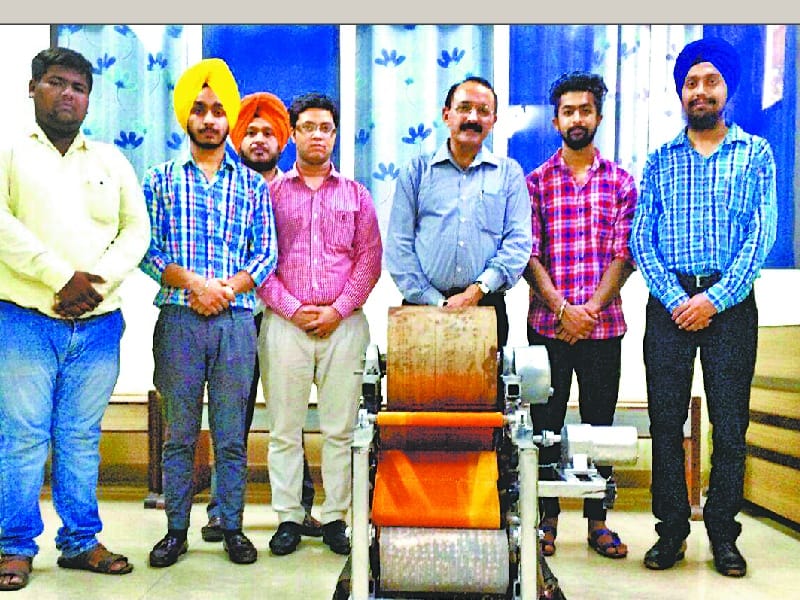 Ryat-Bahra campus, students paper recycling machine, Patiala