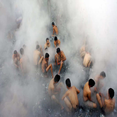 hot water come from pond with one clap