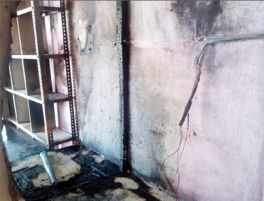 Fire caused by a short circuit of a half million loss