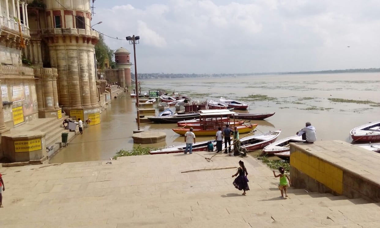 water level increase 1 cm per hour in ganga after heavy rain varanasi