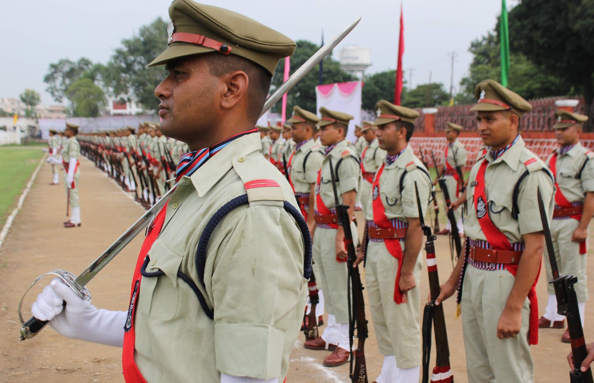 pop rehersal parade of police.