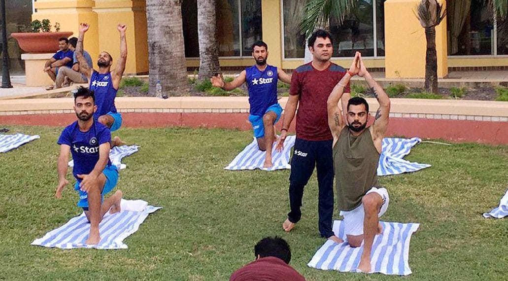 Team India enjoys beach volleyball before warm up match