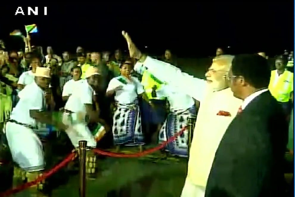 modi arrives in tanzania