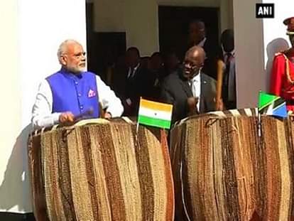Watch: PM Modi tries his hand at playing drums