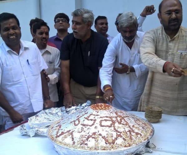 Celebration of Rajnath Singh's birthday.