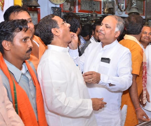 BJP activists celebrate home minister Rajnath Singh's birth day.