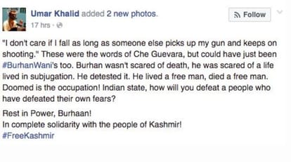 umar khalid facebook post controversy