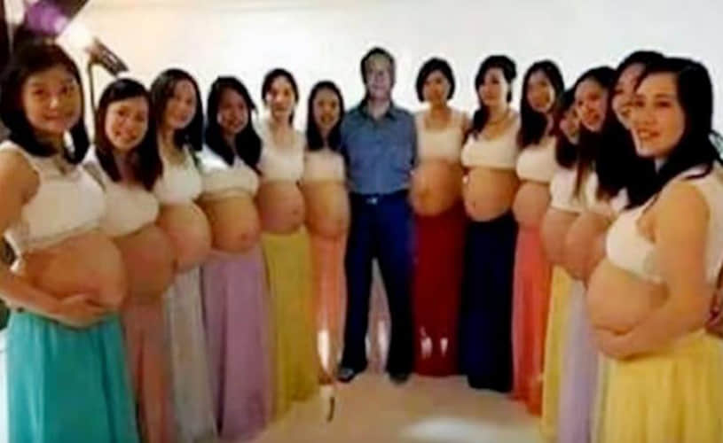 one man have 13 wives all are pregnant