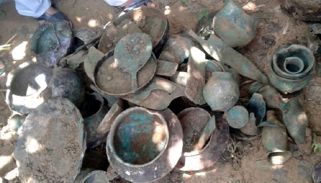 Ancient pottery found during leveling the field