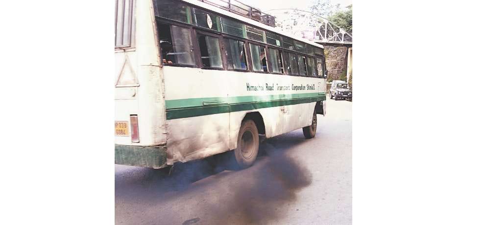 hrtc buses  black smoke polluting environment