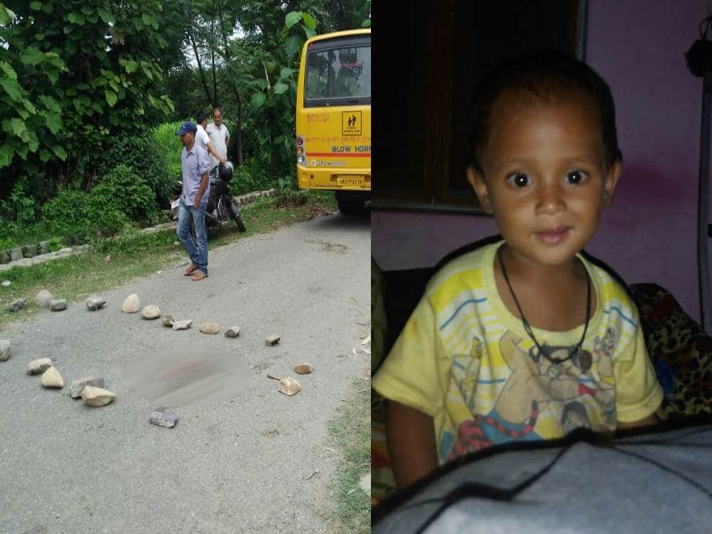 child crushed by school bus, death