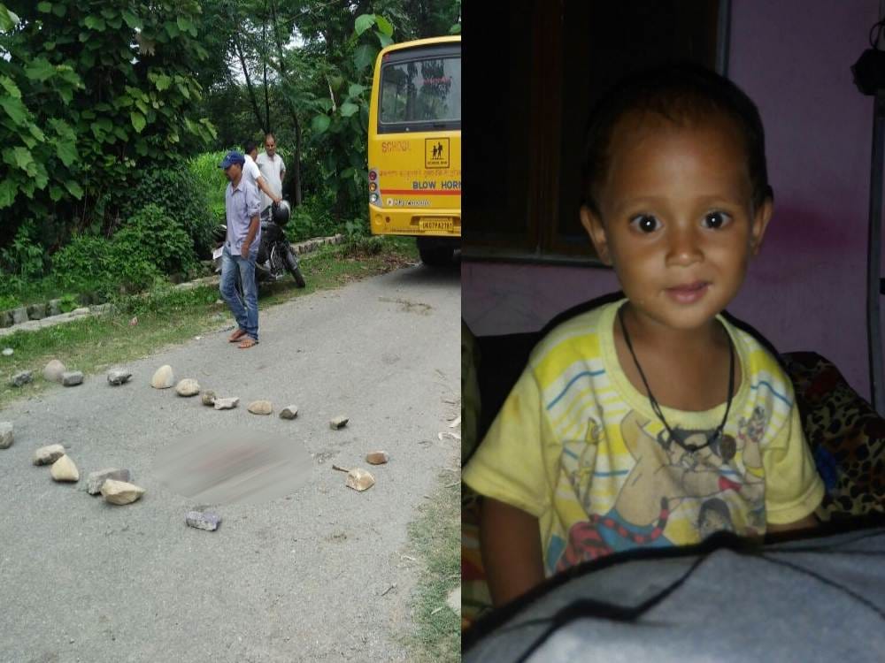 child crushed by school bus, death