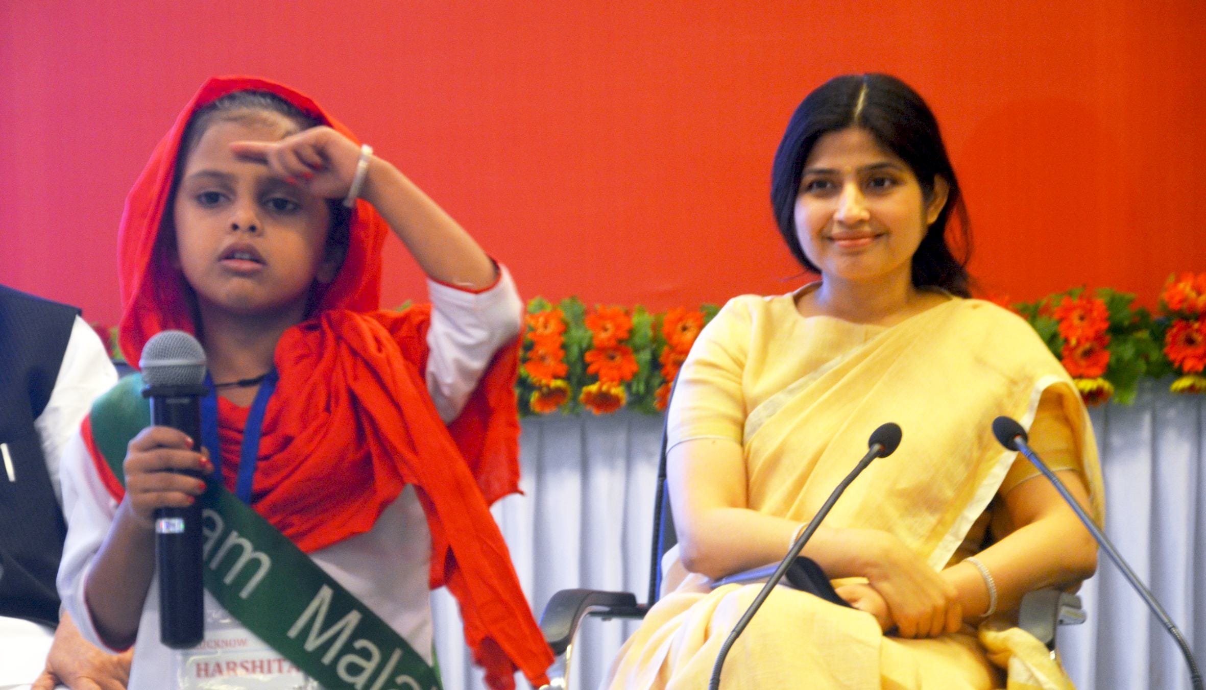 dimple yadav distributes school bags on malala day