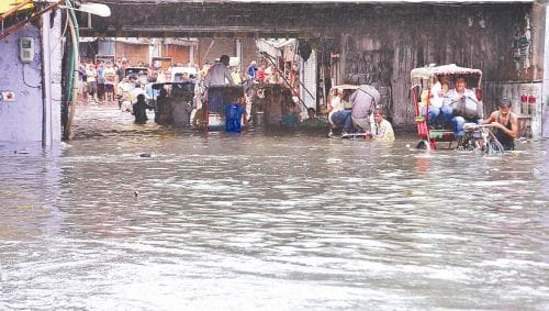The city submerged, muddy water entered houses and shops