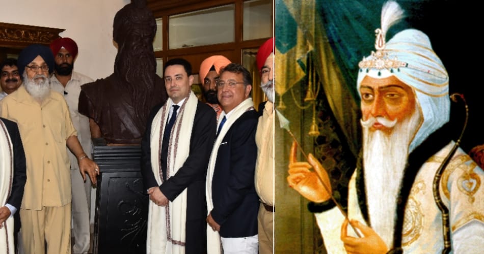 the great ruler of india maharaja ranjit singh statue in saint tropez city of france