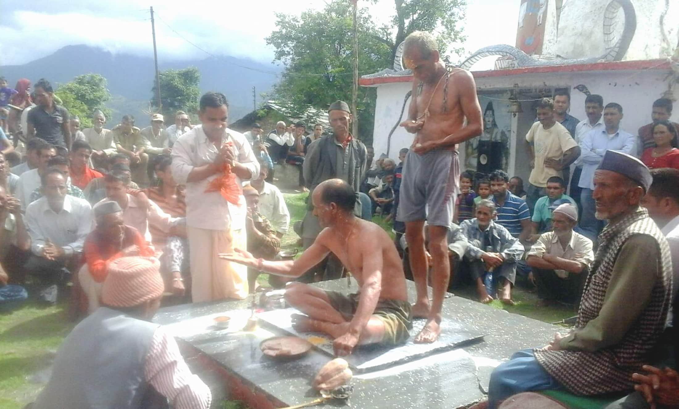 officers asked deity to give permission to make toilet.
