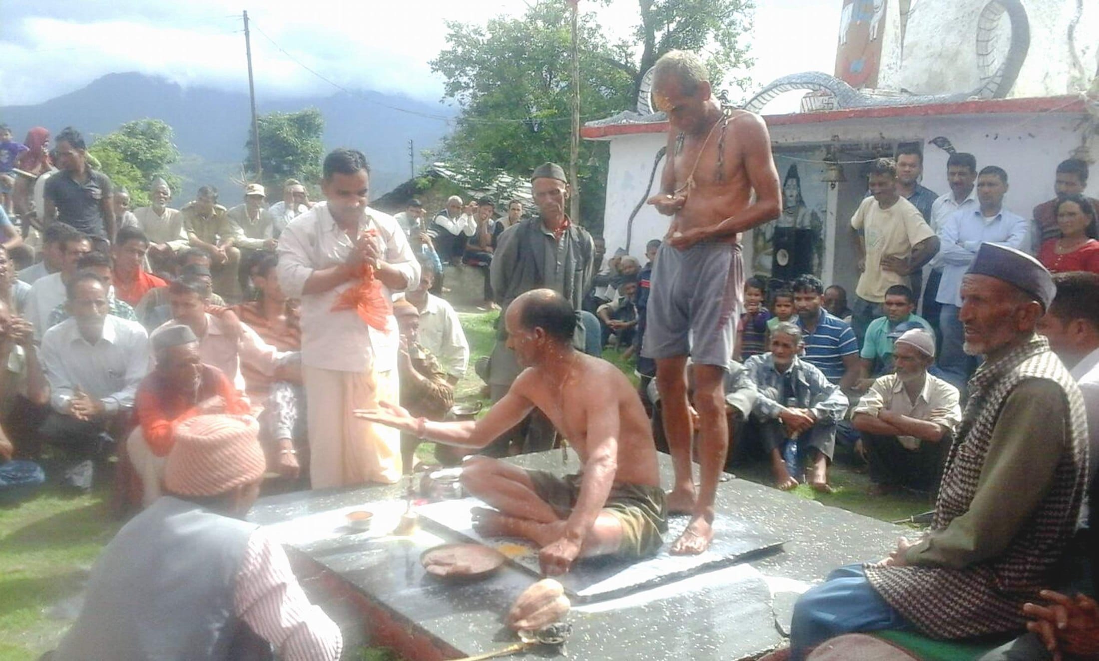 officers asked deity to give permission to make toilet.