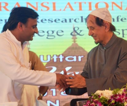 Chief minister Akhilesh Yadav targets BJP in Lucknow.