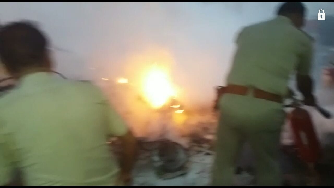 two scooty caught fire at kanpur petrol pump