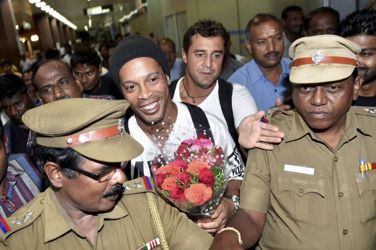 Ronaldinho Arrives In India for Premier Futsal League 
