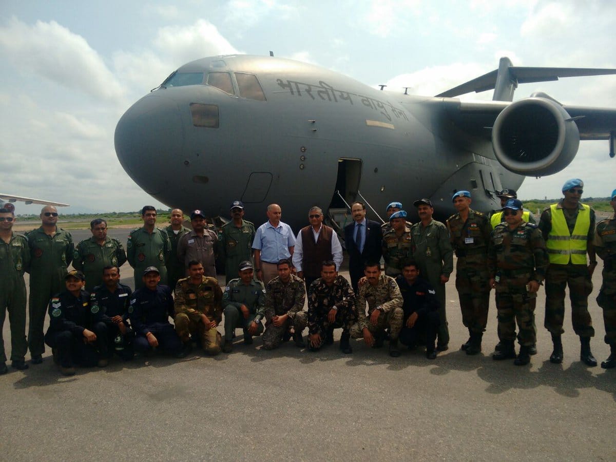 Indian rescue team headed by Gen VK Singh lands in Juba in the first C-17 Globemaster