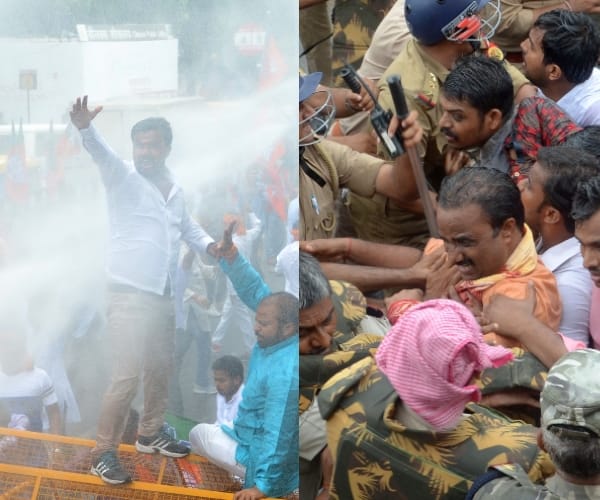 bjp workers rotest in lucknow