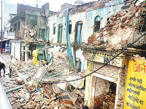 Two houses flattened by the rain